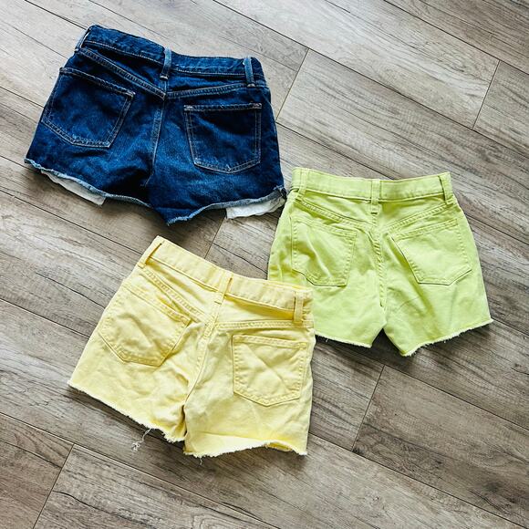 Girls Lot Old Navy Cutoff Denim Shorts Blue Yellow Green 10 Summer Jean - Picture 3 of 3